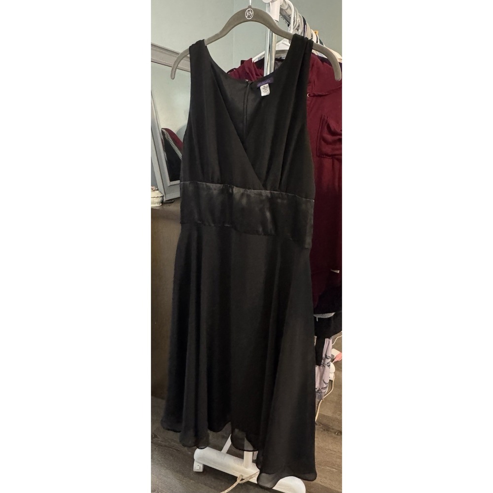 Metaphor Black V Neck Midi Dress Size 16